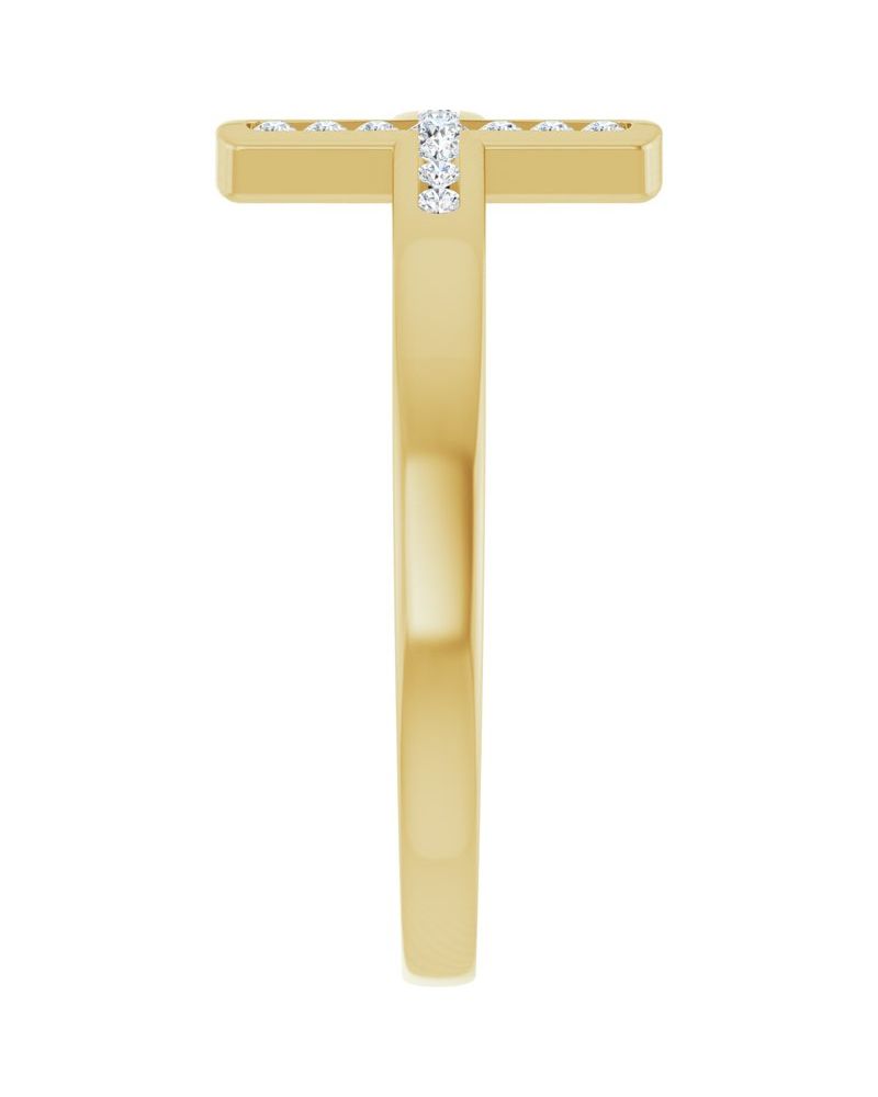 Anel Cruz Horizontal em Ouro 14k com Diamantes Naturais – Modelo 4