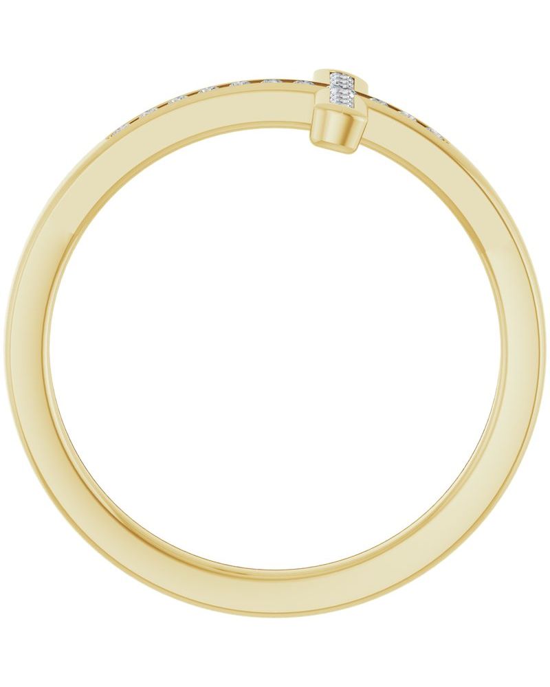Anel Cruz Horizontal em Ouro 14k com Diamantes Naturais – Modelo 4