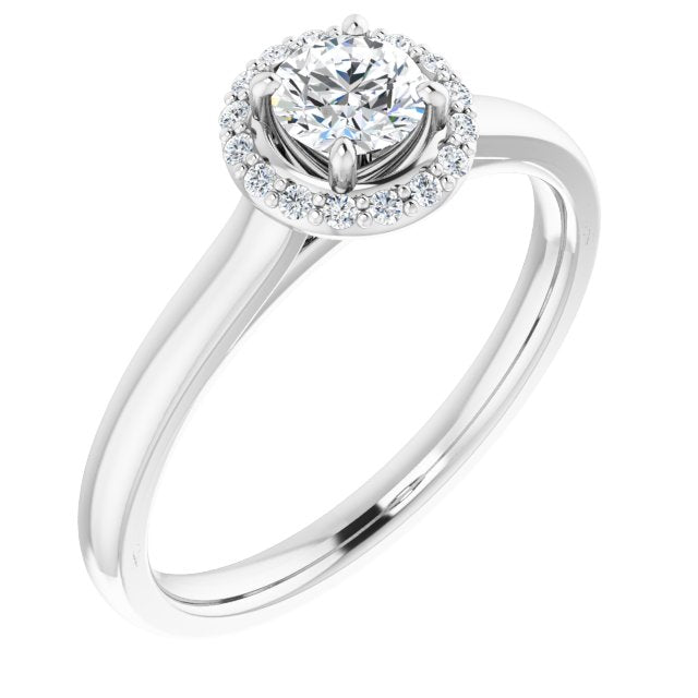 Anel de Noivado Halo – Branco 14k