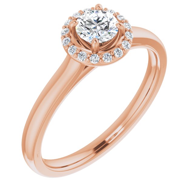 Anel de Noivado Halo – Rosé 14k