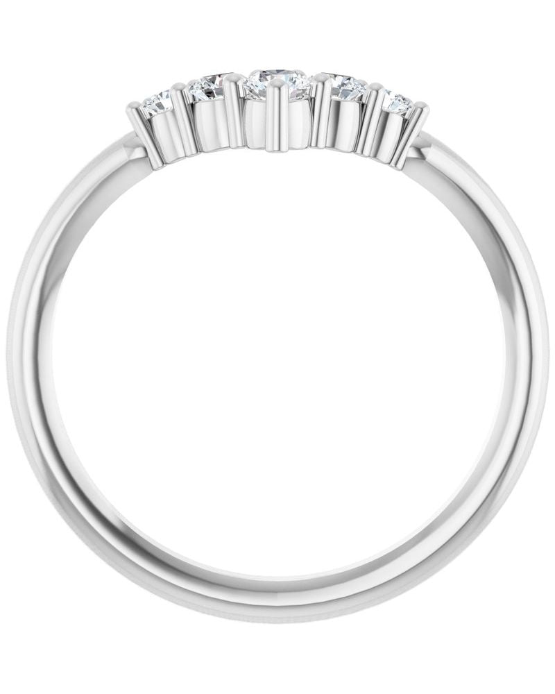 Anel em V Cravejado Degradê em Ouro 14k com Diamantes Naturais