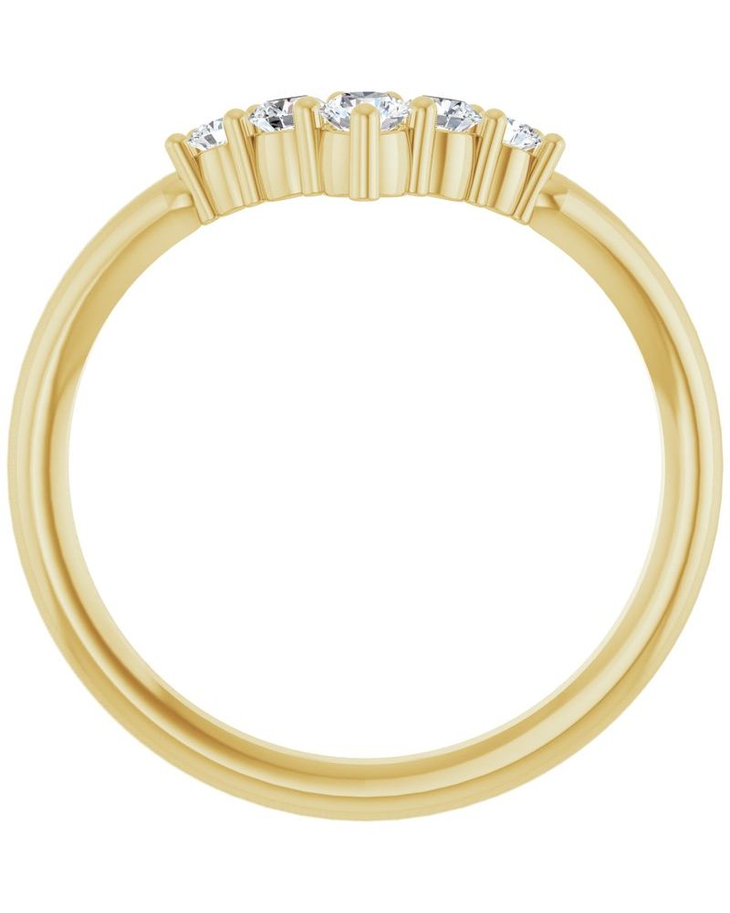Anel em V Cravejado Degradê em Ouro 14k com Diamantes Naturais