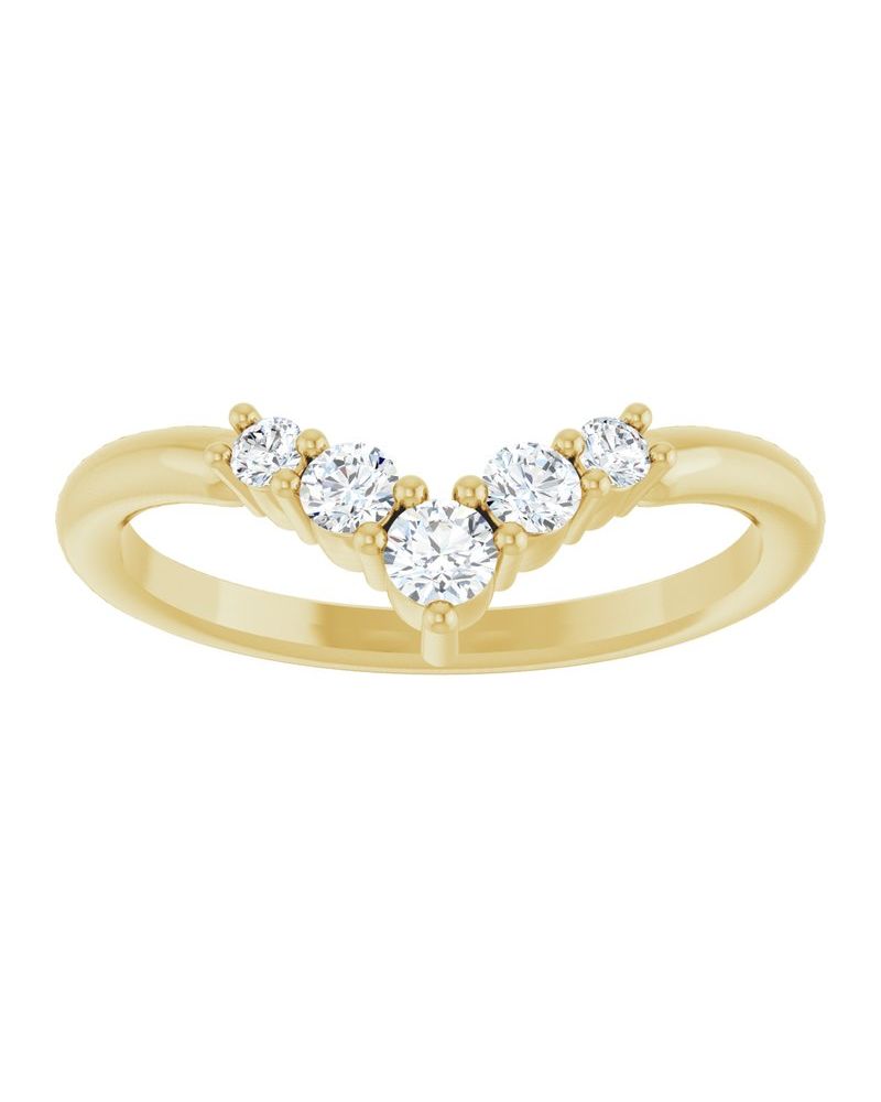 Anel em V Cravejado Degradê em Ouro 14k com Diamantes de Laboratório