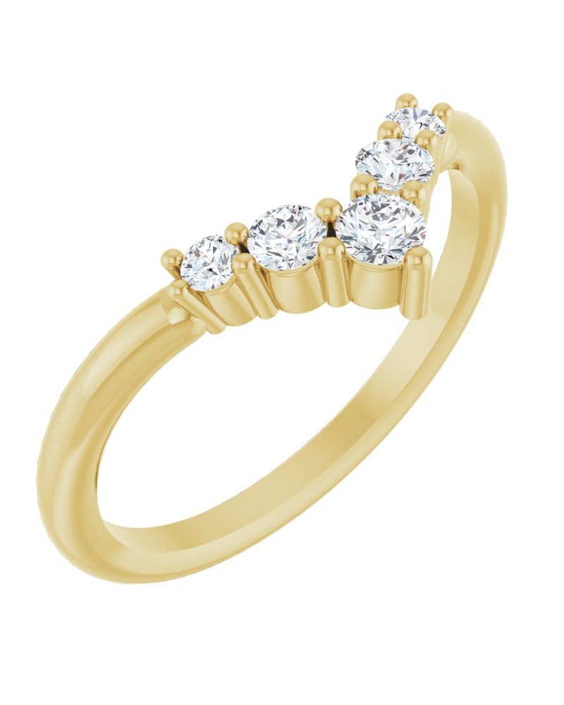 Anel em V Cravejado Degradê em Ouro 14k com Diamantes Naturais