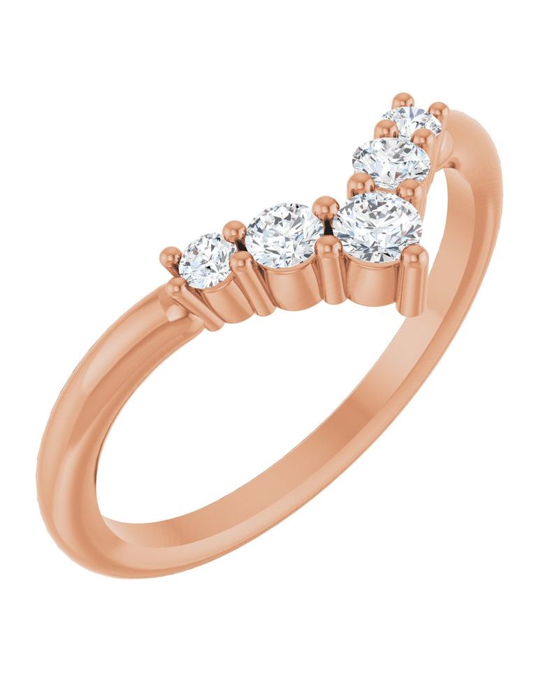 Anel em V Cravejado Degradê em Ouro 14k com Diamantes de Laboratório