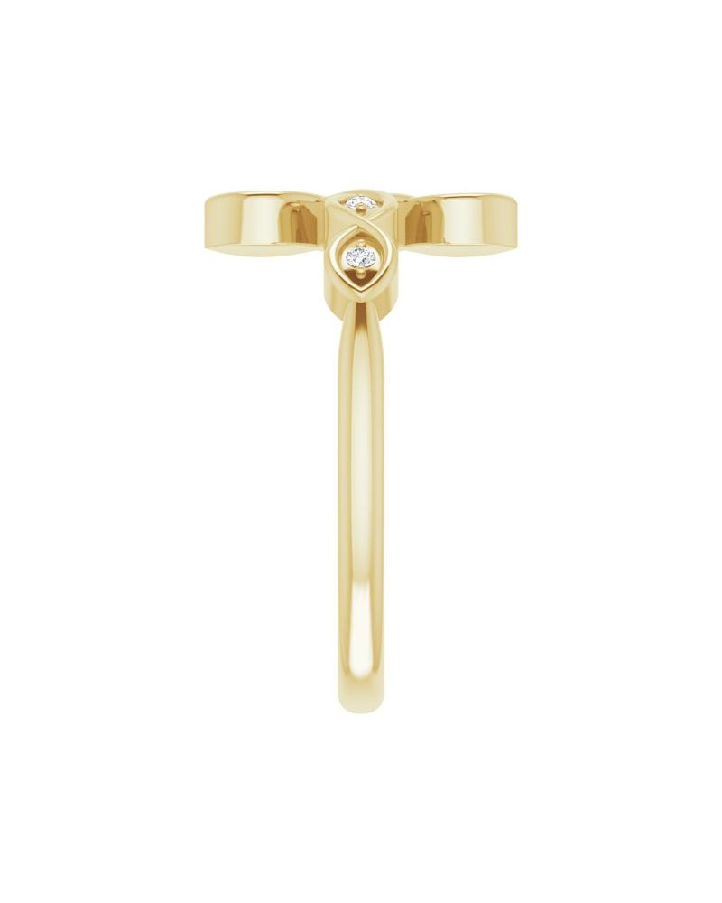 Anel Cruz Horizontal Cravejado em Ouro 14k com Diamantes Naturais
