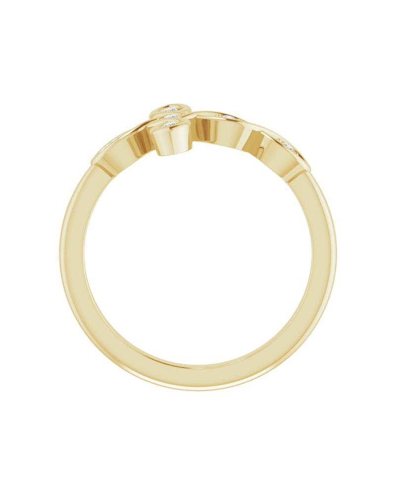 Anel Cruz Horizontal Cravejado em Ouro 14k com Diamantes Naturais