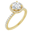 Anel de Noivado Halo em Ouro 14k com Diamantes Naturais – Modelo 5 – Amarelo 14k