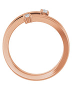 Anel Duas Pedras Bypass em Ouro 14k com Diamantes Naturais – Modelo 3