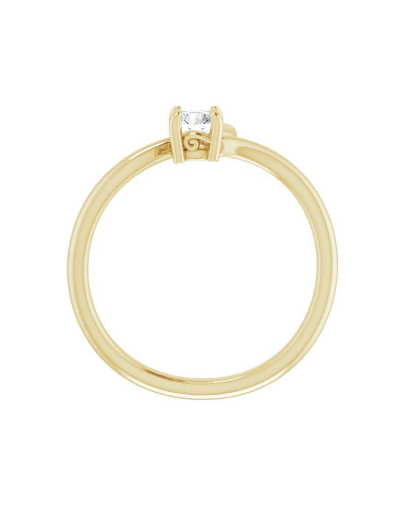 Anel Solitário Bypass em Ouro 14k com Diamantes Naturais