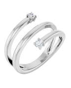 Anel Duas Pedras Bypass em Ouro 14k com Diamantes Naturais – Modelo 3