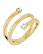 Anel Duas Pedras Bypass em Ouro 14k com Diamantes Naturais – Modelo 3