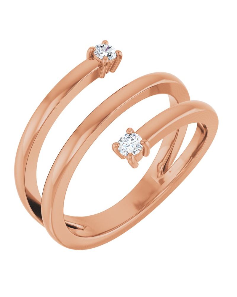 Anel Duas Pedras Bypass em Ouro 14k com Diamantes Naturais – Modelo 3