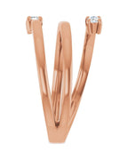 Anel Duas Pedras Bypass em Ouro 14k com Diamantes Naturais – Modelo 3