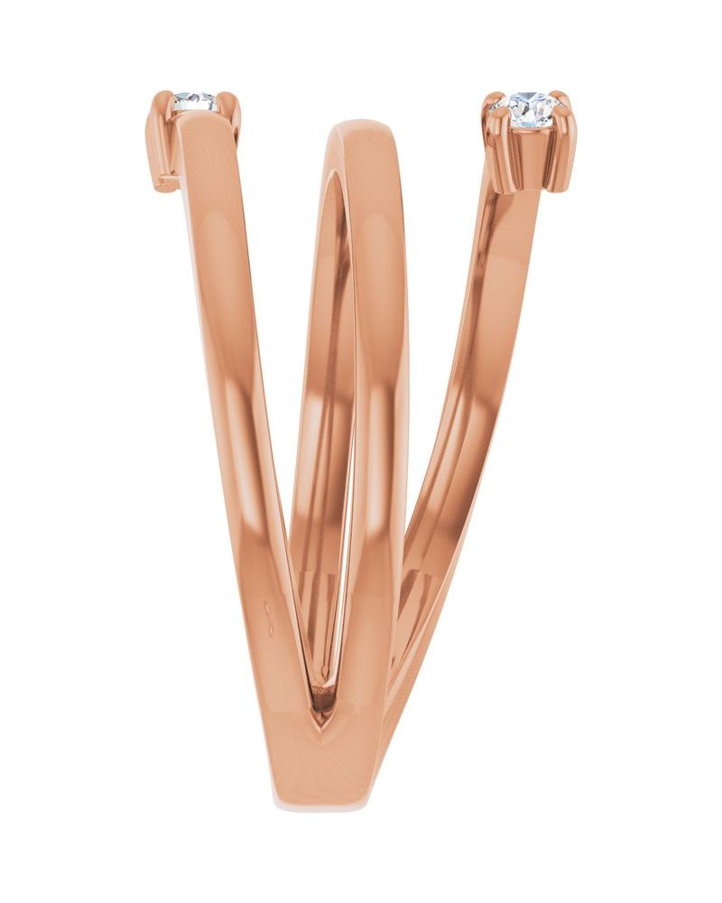Anel Duas Pedras Bypass em Ouro 14k com Diamantes Naturais – Modelo 3