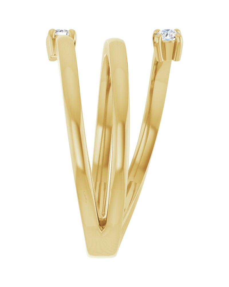 Anel Duas Pedras Bypass em Ouro 14k com Diamantes Naturais – Modelo 3