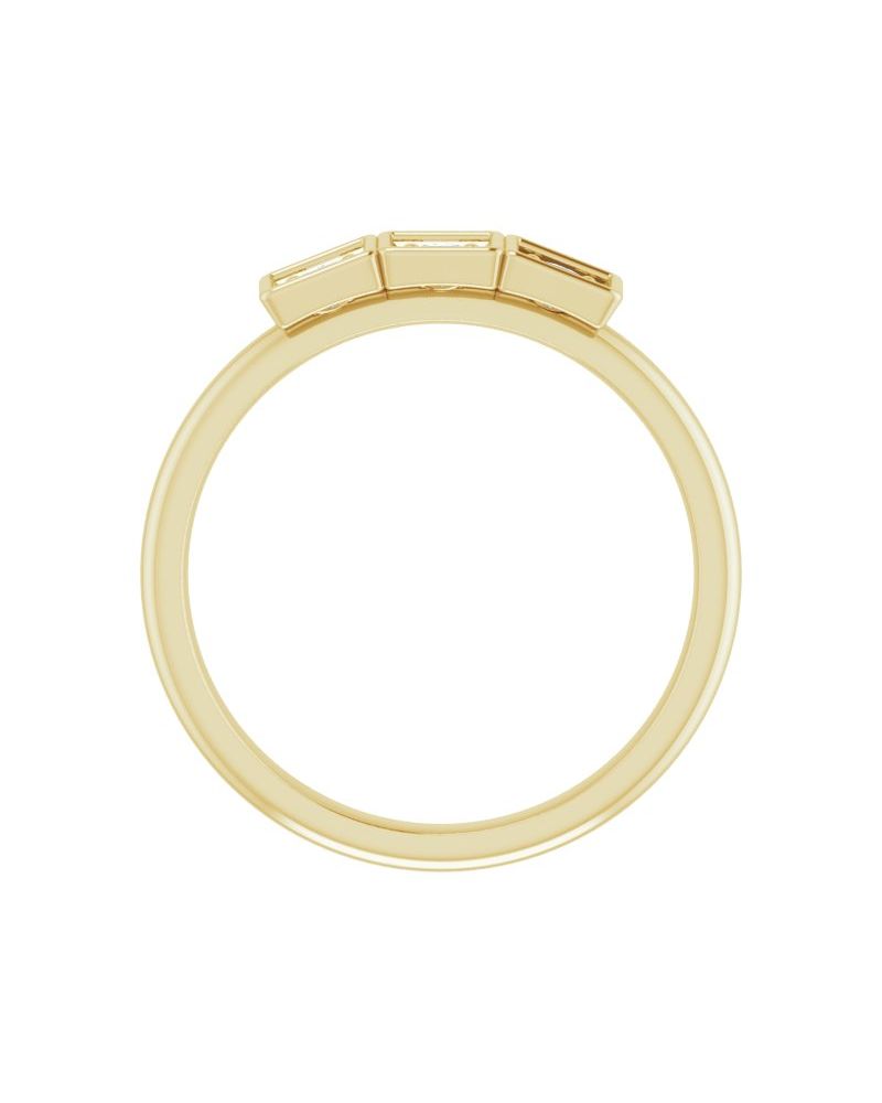 Anel Três Pedras Empilhável em Ouro 14k com Diamantes Naturais – Modelo 3