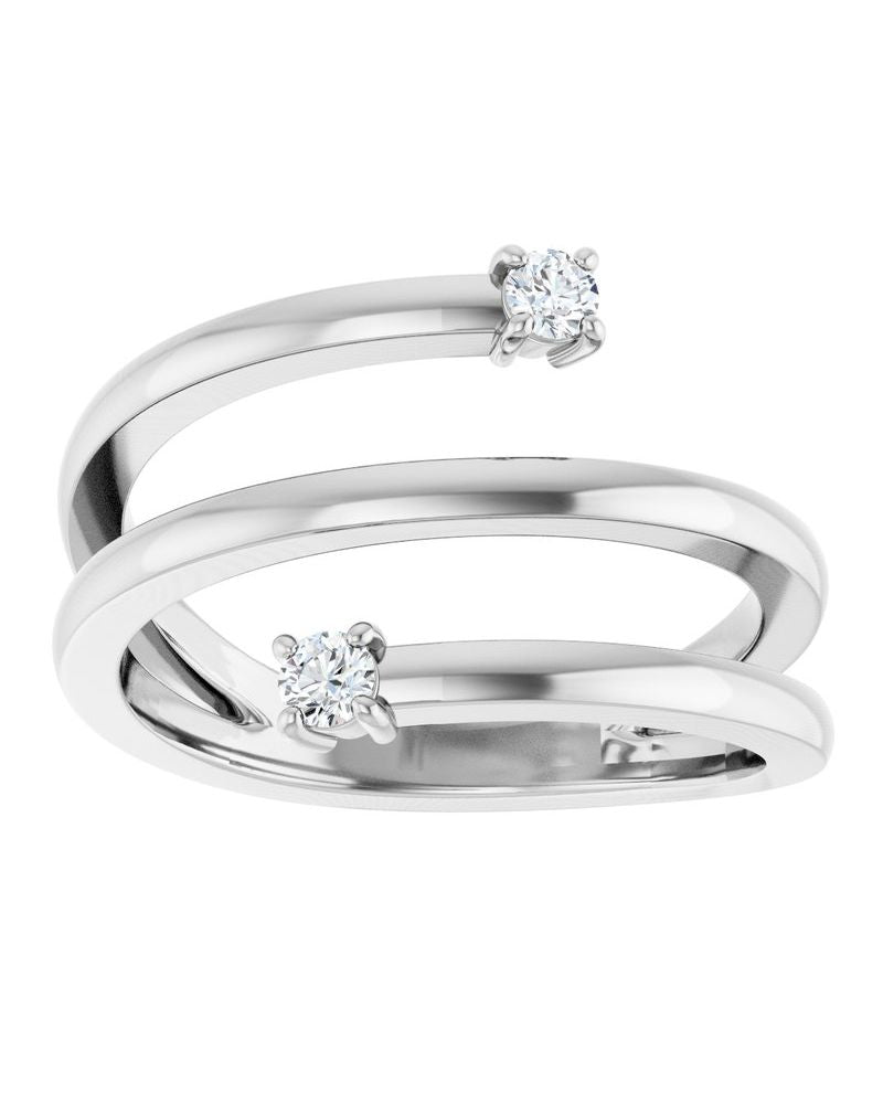 Anel Duas Pedras Bypass em Ouro 14k com Diamantes Naturais – Modelo 3