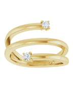 Anel Duas Pedras Bypass em Ouro 14k com Diamantes Naturais – Modelo 3