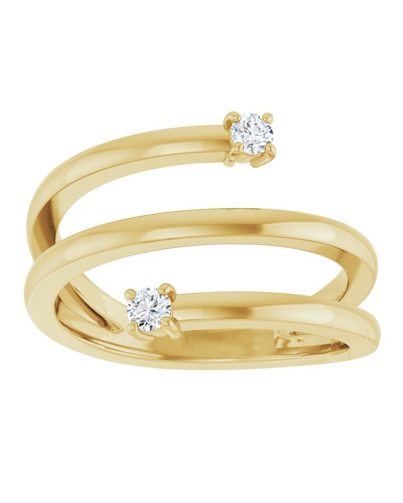 Anel Duas Pedras Bypass em Ouro 14k com Diamantes Naturais – Modelo 3