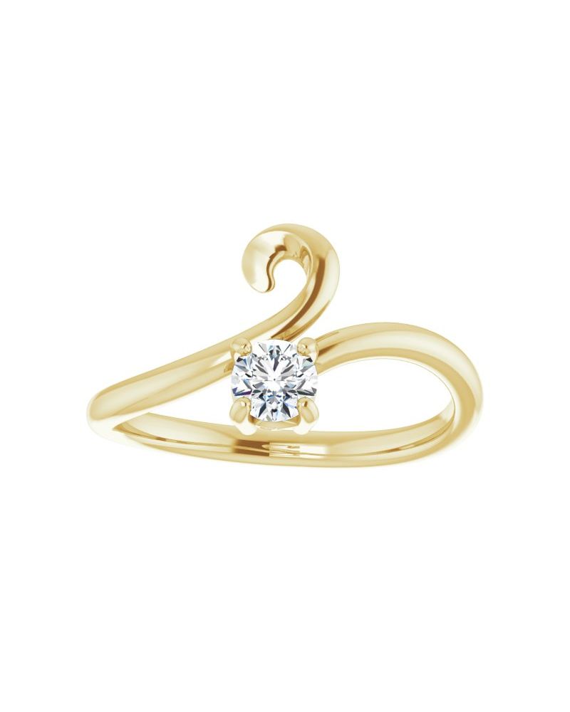 Anel Solitário Bypass em Ouro 14k com Diamantes Naturais