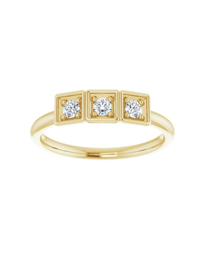 Anel Três Pedras Empilhável em Ouro 14k com Diamantes Naturais – Modelo 3