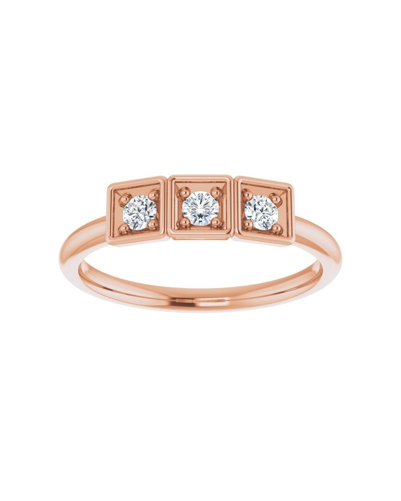Anel Três Pedras Empilhável em Ouro 14k com Diamantes Naturais – Modelo 3