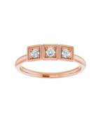 Anel Três Pedras Empilhável em Ouro 14k com Diamantes Naturais – Modelo 3