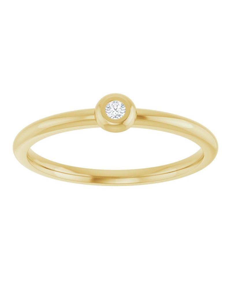 Anel Empilhável com Cravação Bezel em Ouro 14k com Diamantes Naturais – Modelo 3