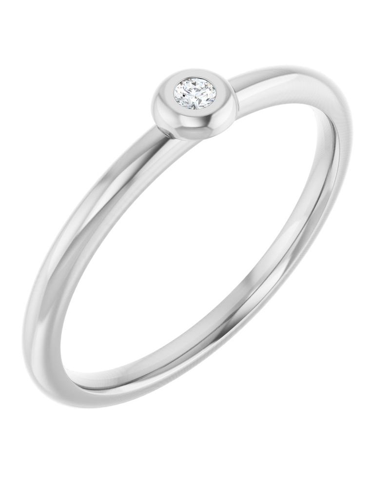 Anel Empilhável com Cravação Bezel em Ouro 14k com Diamantes Naturais – Modelo 3