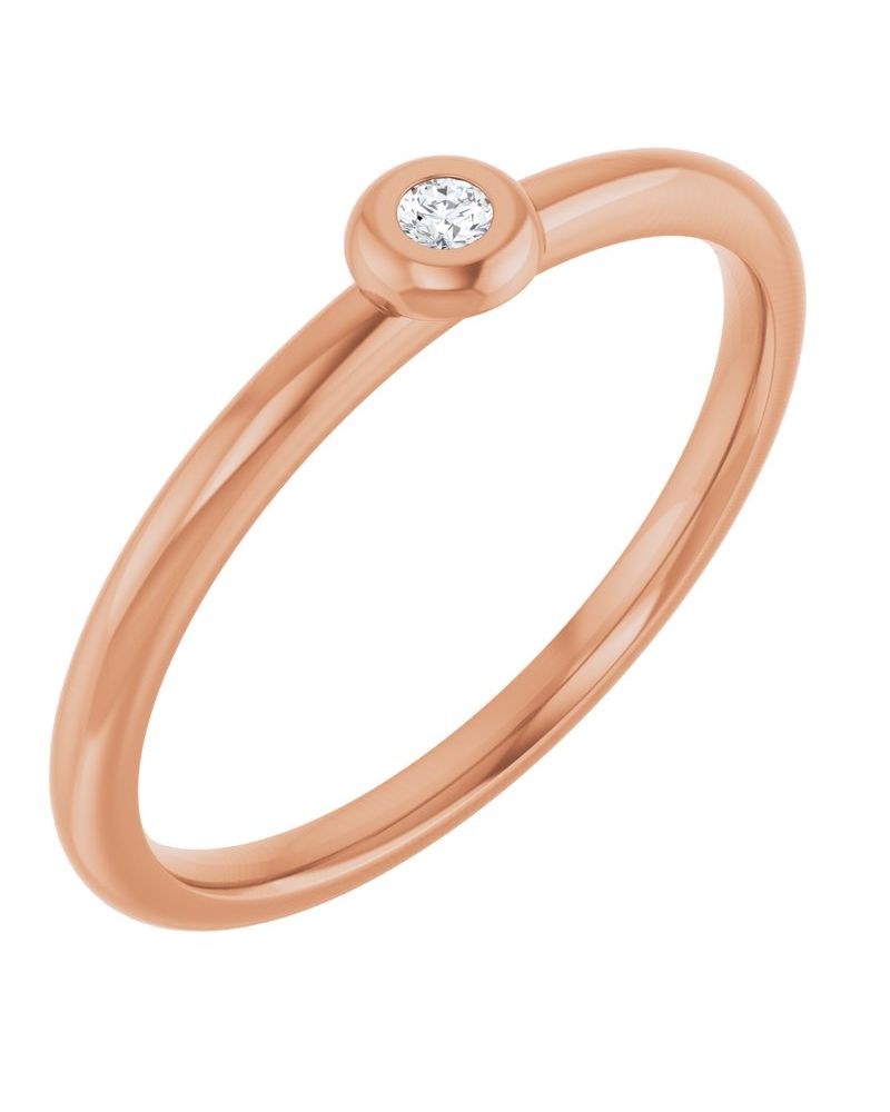 Anel Empilhável com Cravação Bezel em Ouro 14k com Diamantes Naturais – Modelo 3