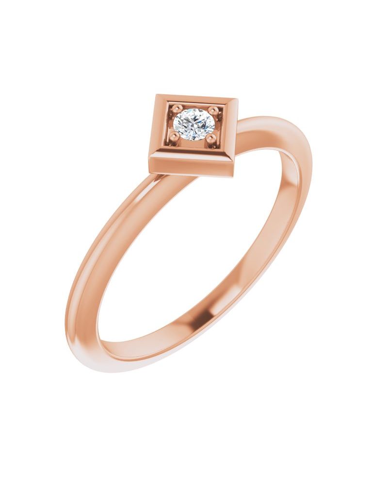 Anel Geométrico Empilhável em Ouro 14k com Diamantes Naturais – Modelo 3