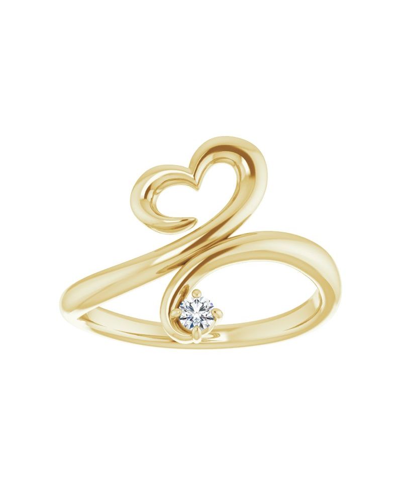 Anel Coração Cravejado em Ouro 14k com Diamantes Naturais – Modelo 3