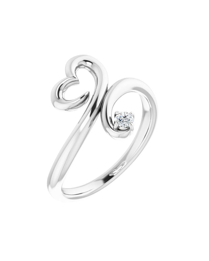 Anel Coração Cravejado em Ouro 14k com Diamantes Naturais – Modelo 3