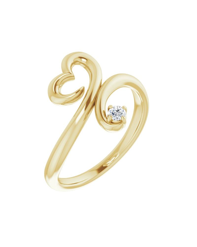 Anel Coração Cravejado em Ouro 14k com Diamantes Naturais – Modelo 3