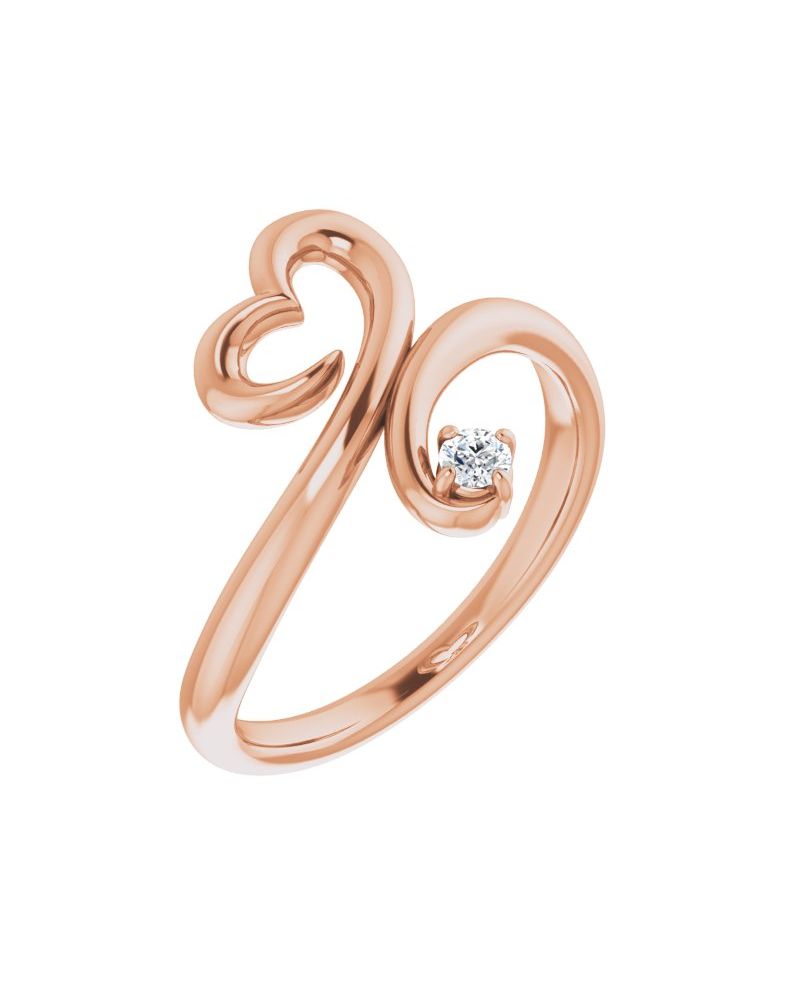 Anel Coração Cravejado em Ouro 14k com Diamantes Naturais – Modelo 3