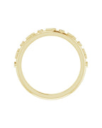 Anel Cruz com Cravação Bezel em Ouro 14k com Diamantes Naturais