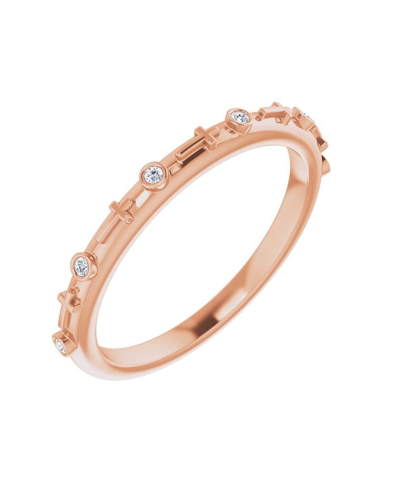 Anel Cruz com Cravação Bezel em Ouro 14k com Diamantes Naturais