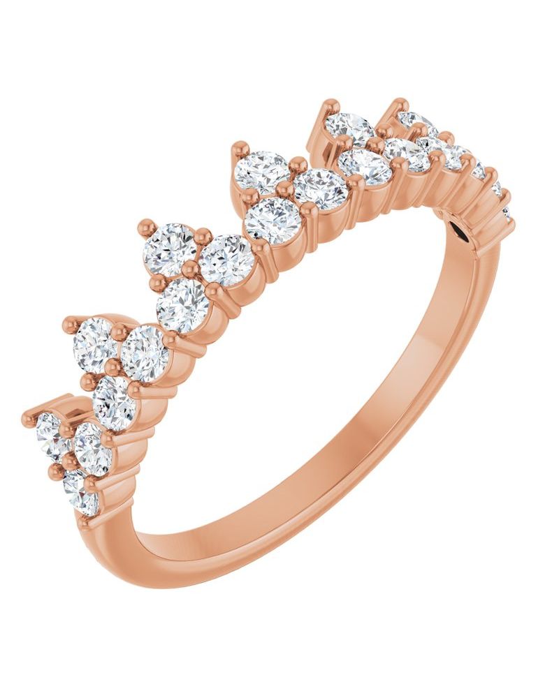 Anel Coroa Cravejado em Ouro 14k com Diamantes de Laboratório – Modelo 2