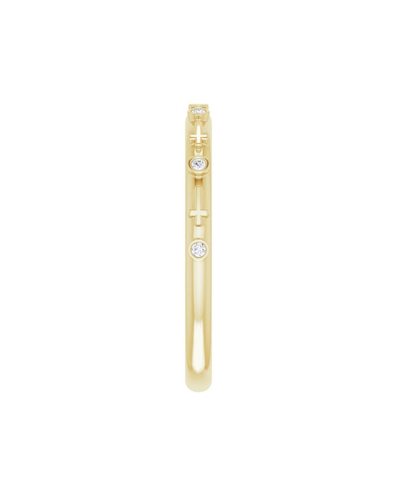 Anel Cruz com Cravação Bezel em Ouro 14k com Diamantes Naturais