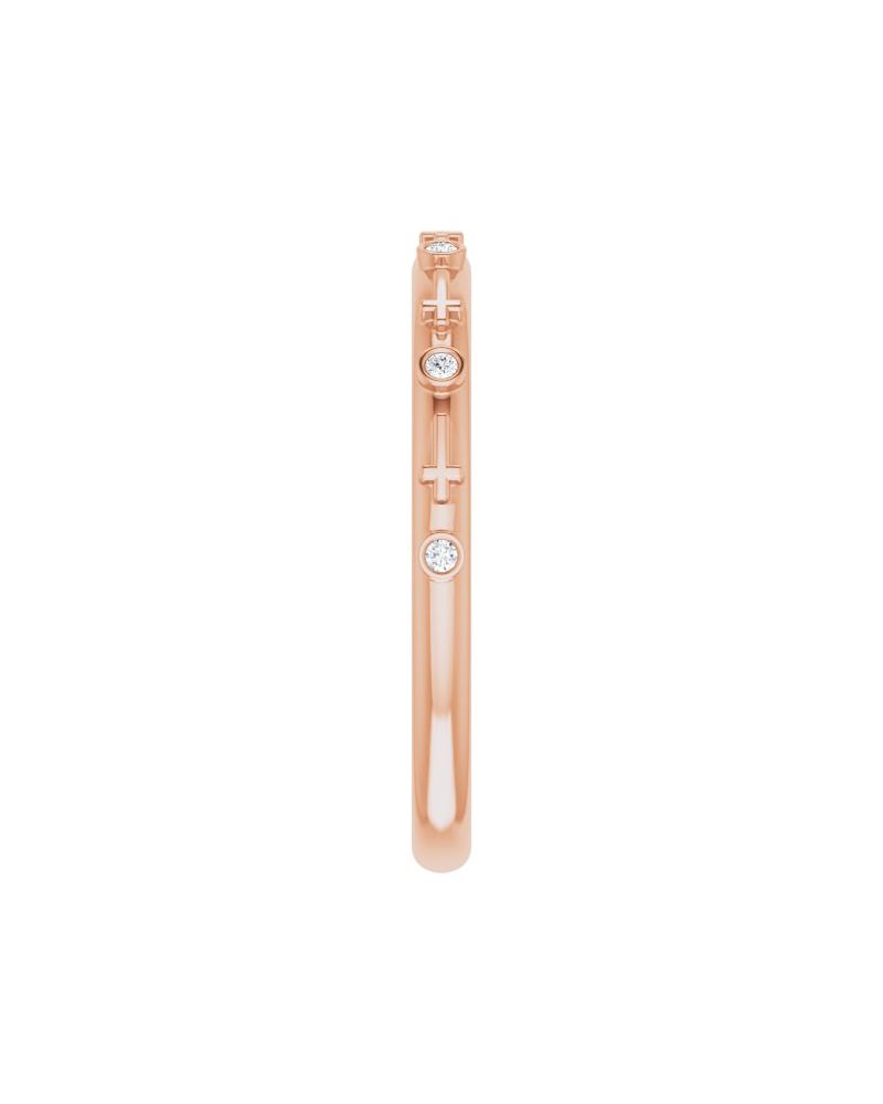 Anel Cruz com Cravação Bezel em Ouro 14k com Diamantes Naturais