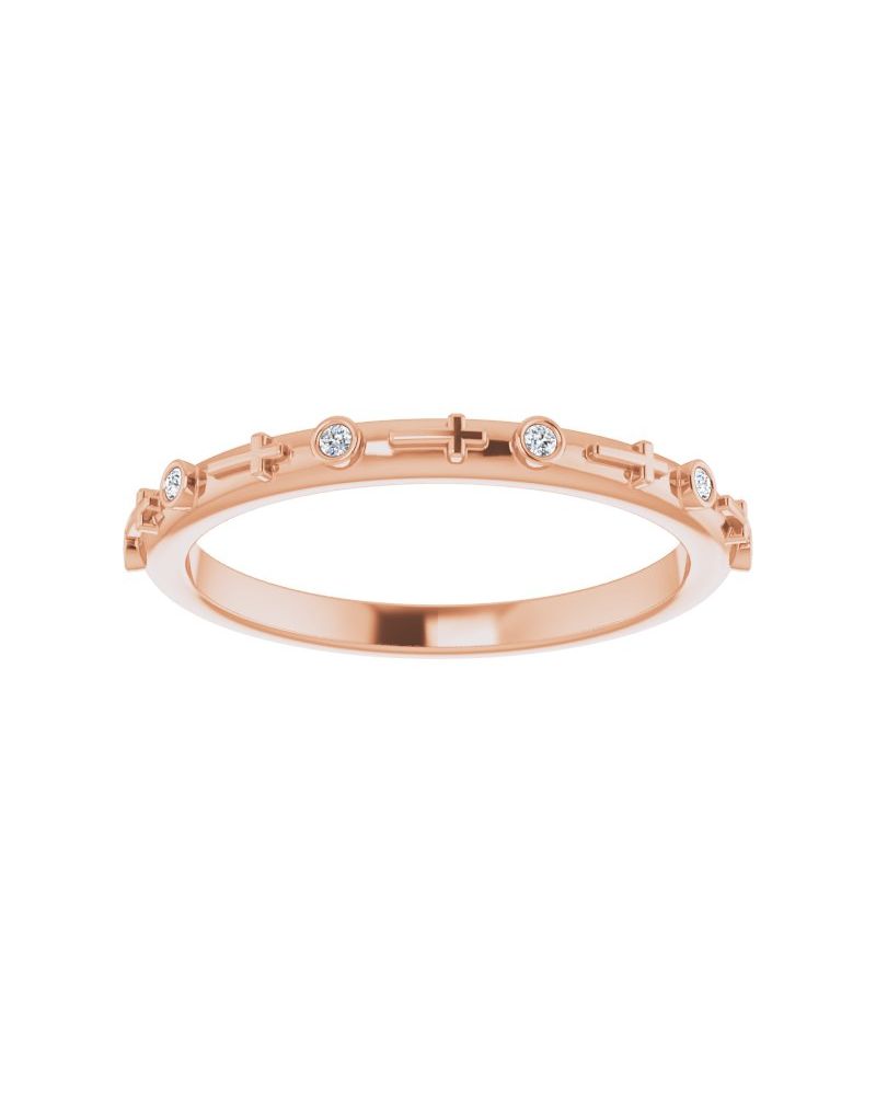 Anel Cruz com Cravação Bezel em Ouro 14k com Diamantes Naturais