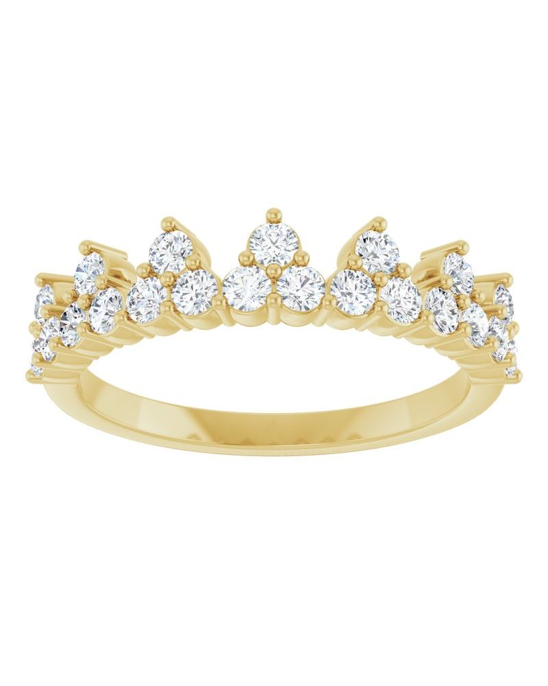 Anel Coroa Cravejado em Ouro 14k com Diamantes de Laboratório – Modelo 2
