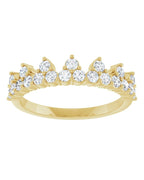 Anel Coroa Cravejado em Ouro 14k com Diamantes de Laboratório – Modelo 2