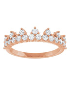 Anel Coroa Cravejado em Ouro 14k com Diamantes de Laboratório – Modelo 2