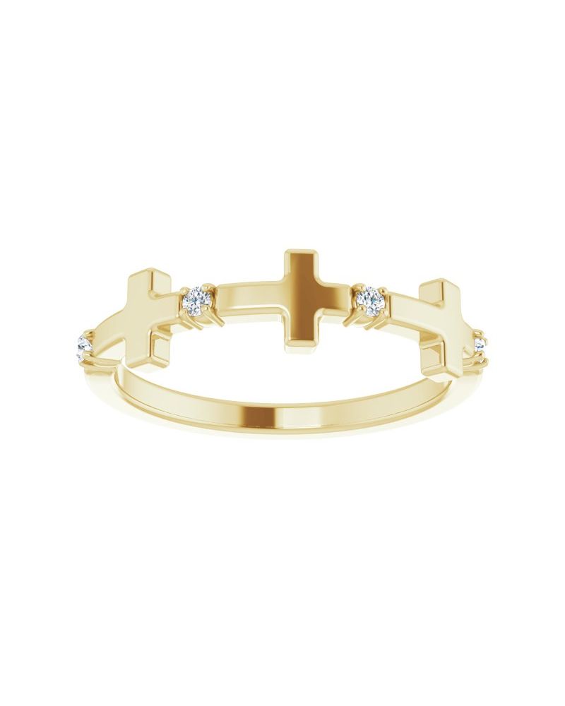 Anel Cruz Cravejado em Ouro 14k com Diamantes Naturais