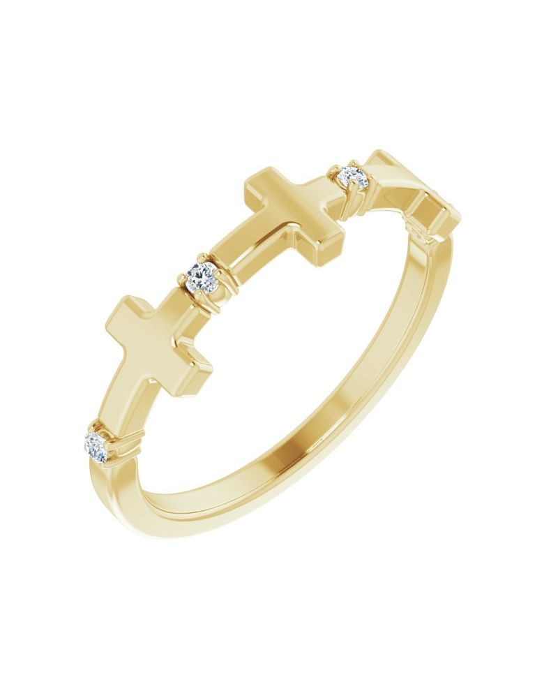 Anel Cruz Cravejado em Ouro 14k com Diamantes Naturais