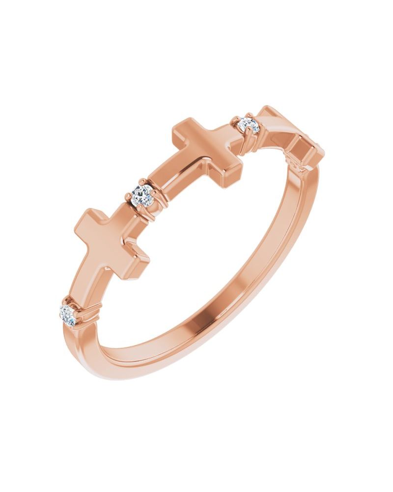 Anel Cruz Cravejado em Ouro 14k com Diamantes Naturais