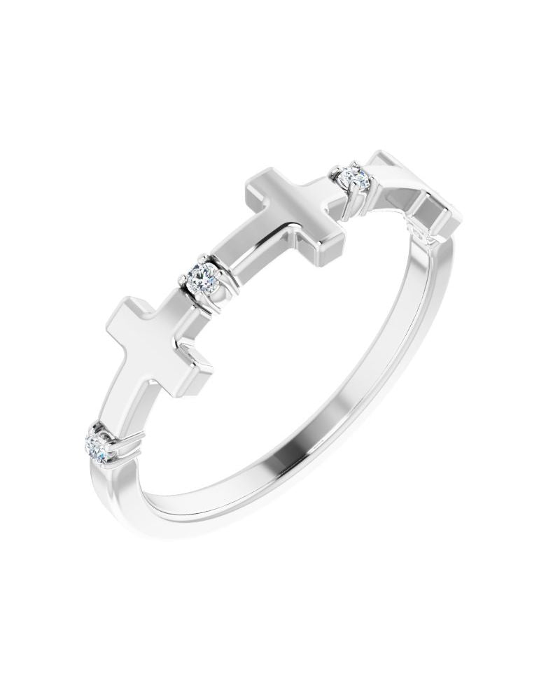Anel Cruz Cravejado em Ouro 14k com Diamantes Naturais