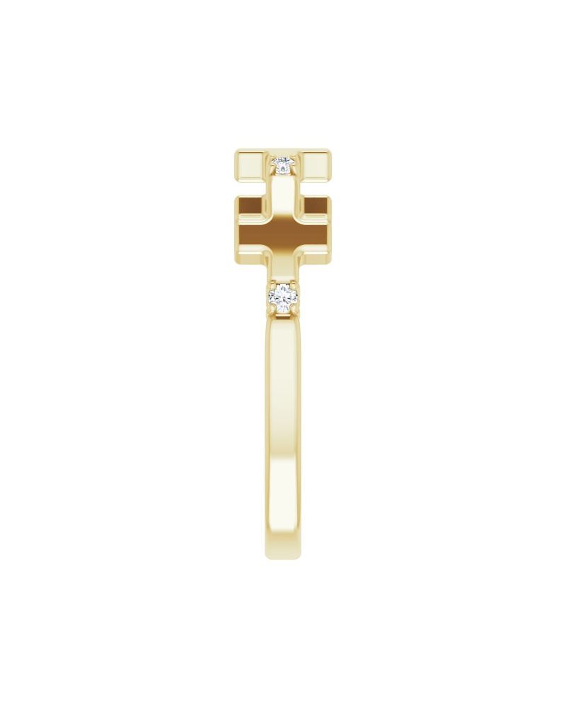 Anel Cruz Cravejado em Ouro 14k com Diamantes Naturais